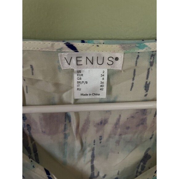 Venus Women's 3/4 Sleeve Top Blouse Multicolor Pattern Elastic Waist US 2 - Picture 6 of 7